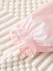 Girls' Autumn Turn-Down Collar Long Sleeve College Style Thin Shirt - Pink - View 6