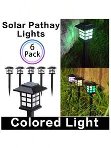 2入組與6入組 LED 太陽能花園燈，塑膠戶外燈籠式路徑照明燈，600mAh 鎳電池供電，簡易安裝，適用於走道、庭院與社區裝飾－白光、暖光與彩色光 - Small House - 查看 15