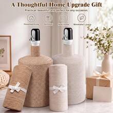5 Gallon Water Jug Cover - Minimalist Bohemian Style, Hand-Woven Jute Water Jug Cover Compatible With USB Electric Water Pump Bottle Rack, Dispenser Stand, Well Pump Cover Decoration (Pump Not Included) - Multicolor - View 11