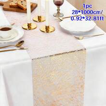 1pc 11x108 Inch Rose Gold Foil Table Runner, Birthday Wedding Banquet Party Table Decor, Tablecloth Table Runner, Placemat Plate Decoration, Gift Wrapping, Baby Shower, Table Centerpiece - Rose Gold - View 18