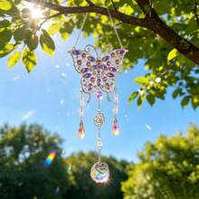 Schmetterling Kristall Sonnenfänger, hängendes Prisma, Projektionsdekoration, "Ich liebe dich, Mama" Gedenkgeschenk, geeignet für Muttertag, Geburtstag, Outdoor Garten Fenster Baum Hängedekoration Windspiel - Schmetterlingsanhänger - Übersicht 6