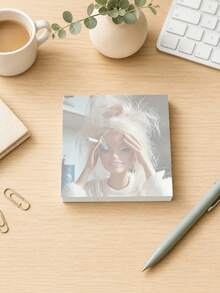 1pc Funny And Pretty Face Doll Sticky Note Pad, Fashionable Square Design, Suitable As A Gift For Colleagues, Humorous Office Desk Decor, Workplace Memo Pad, Aesthetic Stationery For Back To School Season - Multicolor - View 8