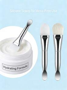 2pcs Face Mask Brush Set - Soft And Application Tools, With Cream Scoop Design, Gentle Exfoliating Bristles, Suitable For Clay Masks, Creams, Serums - Hygienic Face Mask Brush Set, Suitable For Sensitive Skin, 1pc Soft Bristle Face Mask Brush And 1pc Silicone Face Mask Brush Easy To Clean And Durable - Silver - View 7