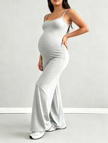 Parara Maternity Jumpsuit Backless High Stretch Jumpsuit, Comfortable And Fashionable Maternity Jumpsuit Summer - Grey - View 8