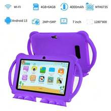 4GB RAM + 64GB ROM / 7 吋平板電腦 / 四核 1.3GHz / Android 13 MTK8321 / 1280x800 HD IPS 螢幕 / 2MP+5MP 相機 / 4000mAh 電池 / WiFi、家長控制、教育、遊戲 / ABS 塑料 + 矽膠，教育平板 - 紫色 - 查看 9