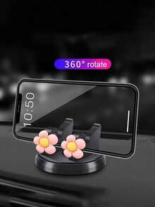 Soporte para teléfono de coche con patrón floral, soporte para teléfono de coche giratorio 360° - Material ABS, base antideslizante con diseño floral, adecuado para instalación en el salpicadero, adecuado para teléfonos inteligentes, adecuado para salpicadero, coche, oficina y uso doméstico - apoyo - Ver 3
