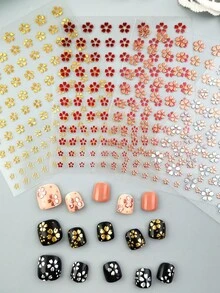 4pcs/1pc Stiker Kuku Laser Motif Bunga, Desain Bunga, Warna-warni Serbaguna Mudah Dibuat, Kreasi Seni Kuku DIY Eksklusif untuk Anak-anak, Cocok untuk Ulang Tahun, Pesta, Dekorasi Kuku Sehari-hari - MultiWarna - View 6