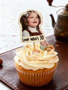 10/25/50/100/150pcs DIY Customized Photo + Text Cake Toppers, Personalized Cake Decorations, Custom Name Decor, Birthday Anniversary Wedding Use, Custom Face Stickers, Custom Text Funny Birthday Decor, Tabletop Decoration - Multicolor - View 6