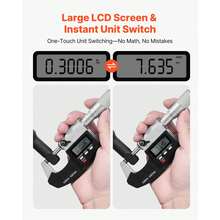 Micrometer Set, Digital Outside Micrometer 0-1 Inch Measuring Range, 0.00005" Resolution, Ultra-Precision 0.0001 Accuracy, LCD Screen, In/Mm Switch, Carbide Tip, With Protective Case - 0-1 Inch - View 3
