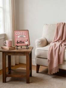 1pc "Coffee Makes Everything Better" Wooden Desktop Decor Sign, Pink Rustic Coffee Bar Decor Sign With Metal Stand, Farmhouse Coffee Theme Desktop Decoration, Suitable For Home Coffee Corner, Kitchen Countertop, Coffee Shop And Coffee Lover Gift - Coffee Sign 2 - View 9