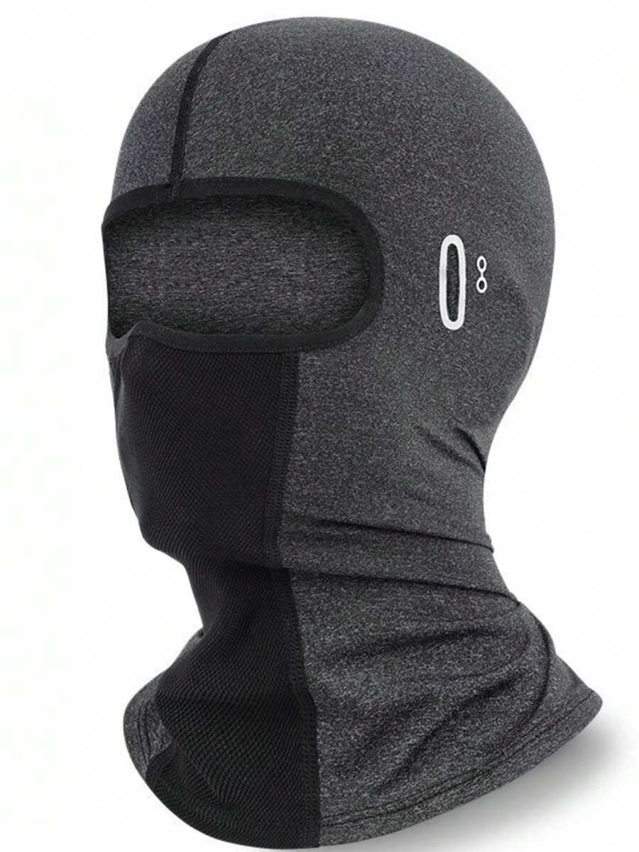 1pc Cycling Headwear With Glasses Hole, Summer Breathable Comfortable Style, Moisture-Wicking, Sun Protection Quick-Dry Cycling Face Mask Headwear - Black - View 1