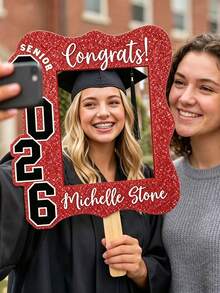 Custom Vintage Childhood Photo Graduation Fan, Personalized Graduation Gift, Class Of 2026 Senior Bestie Prop, Funny High School Grad - Multicolor - View 5