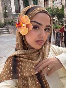 1pc Women's Bohemian Style Fashion Ink Painting Leopard Print Scarf, Spring/Summer Street Casual Hijab Sun Protection Shawl, Suitable For Daily Wear, Suitable For Summer Beach - Deer Spots - View 2