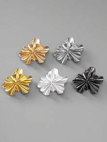 5pcs/Pack Asymmetrical Textured Wrinkled Unique Versatile Metal Large Buttons, Suitable For Coats, Sweaters, Furs, Uniforms, School Uniforms, Cardigans, Jackets, Hand-Sewn Buttons, DIY Shoes, Boxes, Bags, Gift Boxes, Jewelry Accessories - Multicolor - View 9