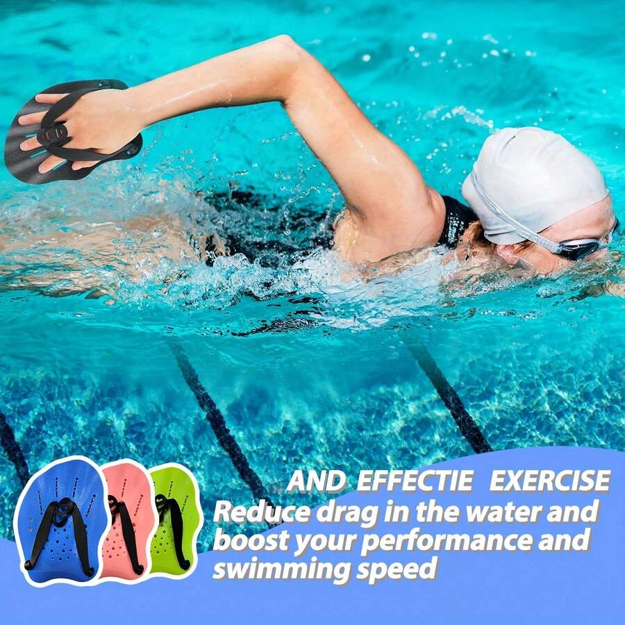 1 Pair Adjustable Swim Paddles - Comfortable Wear - For Improving Swimming Speed And Strength - Suitable For Swimming Training