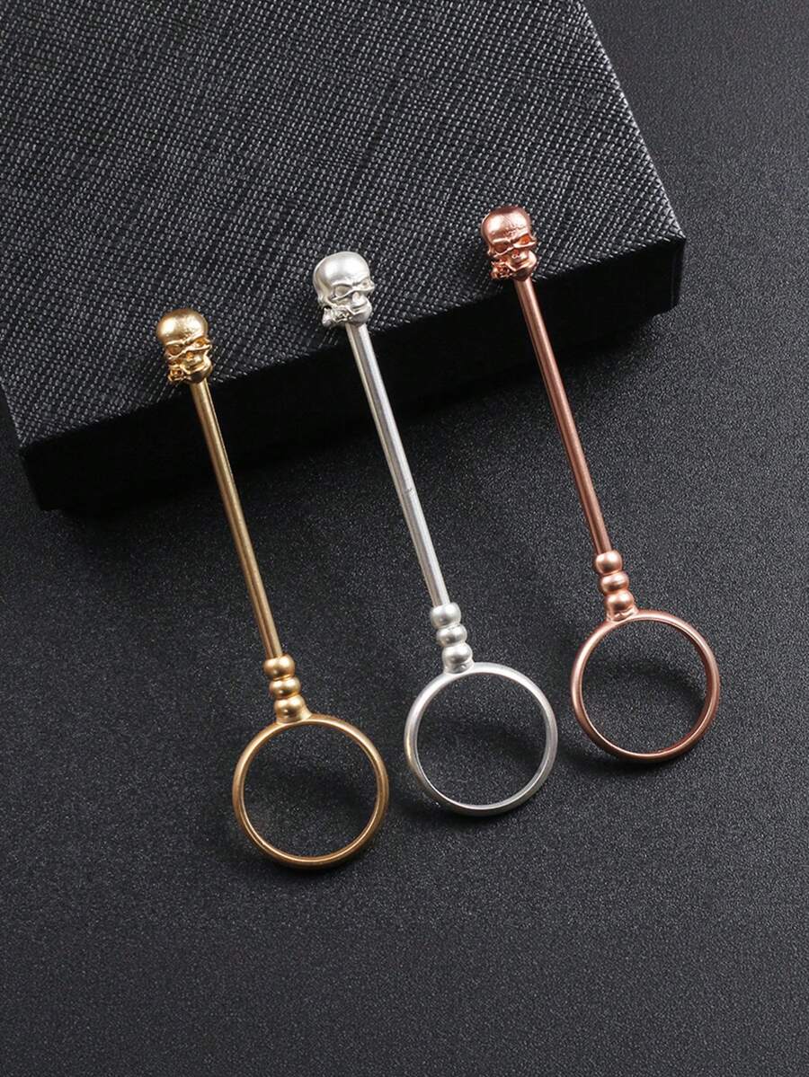 1pc Hip-Hop Skull Head Cigarette Holder - Smoking Ring Cigarette Rest Rack Cigarette Holder Clamp Universal For Various Sizes Of Cigarettes - Multicolor - View 1