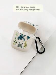 1pc Turtle Green Leaf Print Off-White Bluetooth Earphone Protective Case With Earphone Case Hook, Covers, Ocean Tropical Style Minimalist Earphone Accessory, Suitable For Daily Use And Gift-Giving In All Seasons, Birthday, Summer Holiday, Christmas Gift Choice, Compatible With Wireless Earbuds Case, Headphones, Compatible With Wireless Earbuds Pro (2nd Generation), Compatible With Wireless Earbuds 3, Compatible With Wireless Earbuds Pro, Compatible With Wireless Earbuds 1/2, Compatible With Wireless Earbuds 4 - Multicolor - View 6