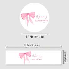 UNICCUT Personalized Coquette Pink Bow Water Bottle Labels, Pink And Blue Bow Labels, Birthday Baptism Welcome Party Decorations, Soft Pastel Ribbon Decor - Multicolor - View 3