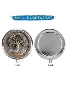 1pc 2D Flat Single-Piece Wallet Pill Box With Celtic Tree Of Life Pattern, Medicine Storage Box, Pill Organizer, Unique Gift, Portable Pill Box - Multicolor - View 3