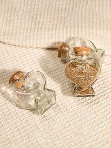 1pc Customized Heart-Shaped Sand Bottle, Customized Honeymoon Sand Bottle, Wedding Souvenir Honeymoon Couple Gift, Beach Vacation Personalized Cork Stopper Bottle, Bridal Shower Gift, Wedding Gift, Engagement Gift, Honeymoon Gift, Bridal Shower Gift - Multicolor - View 2