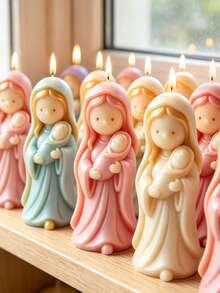 3D Virgin Mary Holding Baby Silicone Candle Mold, Reusable And Easy Release, For Making Candles, Soaps, Plaster, Resin, Cement Decor, Holy Home Decoration, Christmas And Baptism Gifts - A - View 1