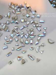 20pcs Sparkling Colorful Rock Candy Zirconia Flat Back Nail Rhinestones, Flower Cut Flat Back Rhinestones Nail Decor, Sparkling K9 Beveled Small Flat Back Asymmetrical Rhinestones, Colorful Mixed Nail Rhinestones Glitter Nail Nail Charms - 彩色 - 查看 9