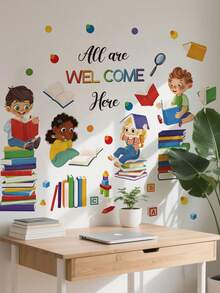 mama look 1pc, 30*120cm, Educational Learning Wall Sticker, Building Blocks Puzzle, Student Reading, Positive Encouragement Quotes, PVC Self-Adhesive Removable Wall Sticker, Suitable For Bedroom, Living Room, Study, Dining Room, Bathroom, Home Wall Decoration, Room Decor, Etc. - Multiple Styles - View 5
