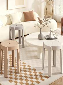 5-Piece Stackable Round Stools For Home Use, Space-Saving, Available In Multiple Color Options; High Load-Bearing Capacity, Anti-Slip And Silent Bottom, Essential Furniture For Living Rooms And Dining Areas - Multicolor - View 2