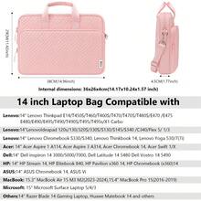 TECOOL 14-17.3 吋筆電單肩包，電腦公事包筆電保護套，相容 MacBook Pro 15/16、Air 15 M2、14-17.3 吋 HP 筆電及其他品牌筆電，輕量女款筆電包，附肩帶、口袋、提把 - 查看 7