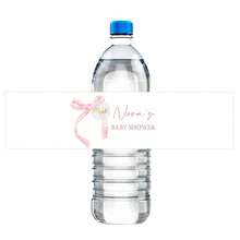 UNICCUT Personalized Coquette Pink Bow Water Bottle Labels, Pink And Blue Bow Labels, Birthday Baptism Welcome Party Decorations, Soft Pastel Ribbon Decor - Multicolor - View 15