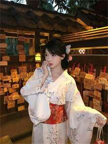 改良浴衣 ワンピース レディース 神楽風 巫女風 和風 和柄 清楚系 写真映え 撮影会 花火大会 夏祭り 和装コーデ レトロガーリー 着物風 イベント衣装 - 着物には,扇子,頭飾り,そしてシンプルな帯(腰帯)が含まれます. - チェックする 5