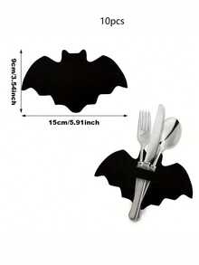 10/20PCS Halloween Black Bat Placemats, Cutlery Racks,Suitable For Various Occasions Such As Home, Kitchen, Hotel, Bar, Cafe, Restaurant, Etc., Perfect For Halloween, Holiday Parties, Adding Atmosphere To The Festive Season - View 9