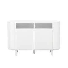 MDF Sideboard / Sideboard In Modern Nordic Style / Entrance Area Design / Versatile Storage Space / Adjustable Feet / Suitable For The Entrance Area, Hallway And Living Room / White - White - View 9