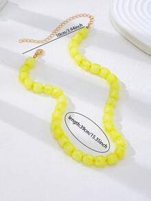 1pc Tropical Layered Resin Bead Necklace For Women, Colorful Beaded Necklace With Conch Shell Pendant, Beach Vacation Wear - Multicolor - View 9