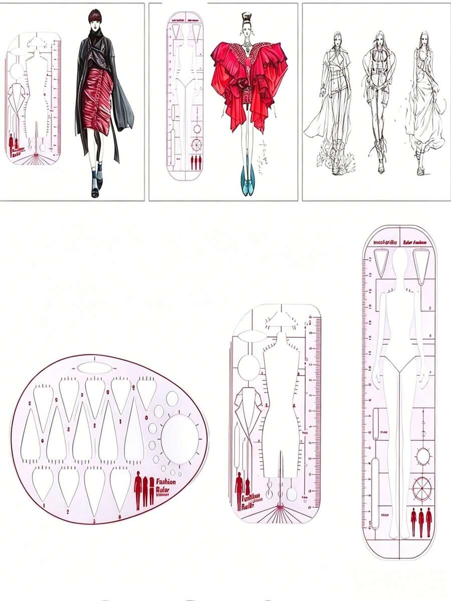 1/3pcs Fashion Design Rulers, Making And Sewing, Perfect For Female Mannequin Patterns, And An Ideal Choice For Professional Tailors And Embroidery Enthusiasts - Multicolor - View 1