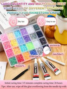 40000 Buah Rhinestone Resin Jelly 40 Warna untuk Kit Glitter DIY, Rhinestone Resin Aneka Warna dengan 3 Buah Lem Perhiasan B7000 10ml untuk Seni Berlian, Kerajinan dan Dekorasi DIY - Beraneka warna - View 9