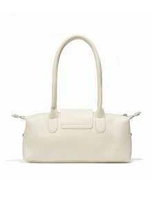 Dedoo Bolso de mano mini clásico de nailon con bloques de color, estilo minimalista versátil, bolso bandolera tipo shell con correa larga para hombro, moda primavera/verano - Beis - Ver 5