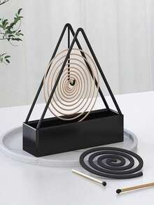 1 khay treo giá đỡ nhang muỗi hình tam giác, hộp nhang muỗi dùng trong nhà sáng tạo, lư hương cho mùa hè - màu đen - Xem 15
