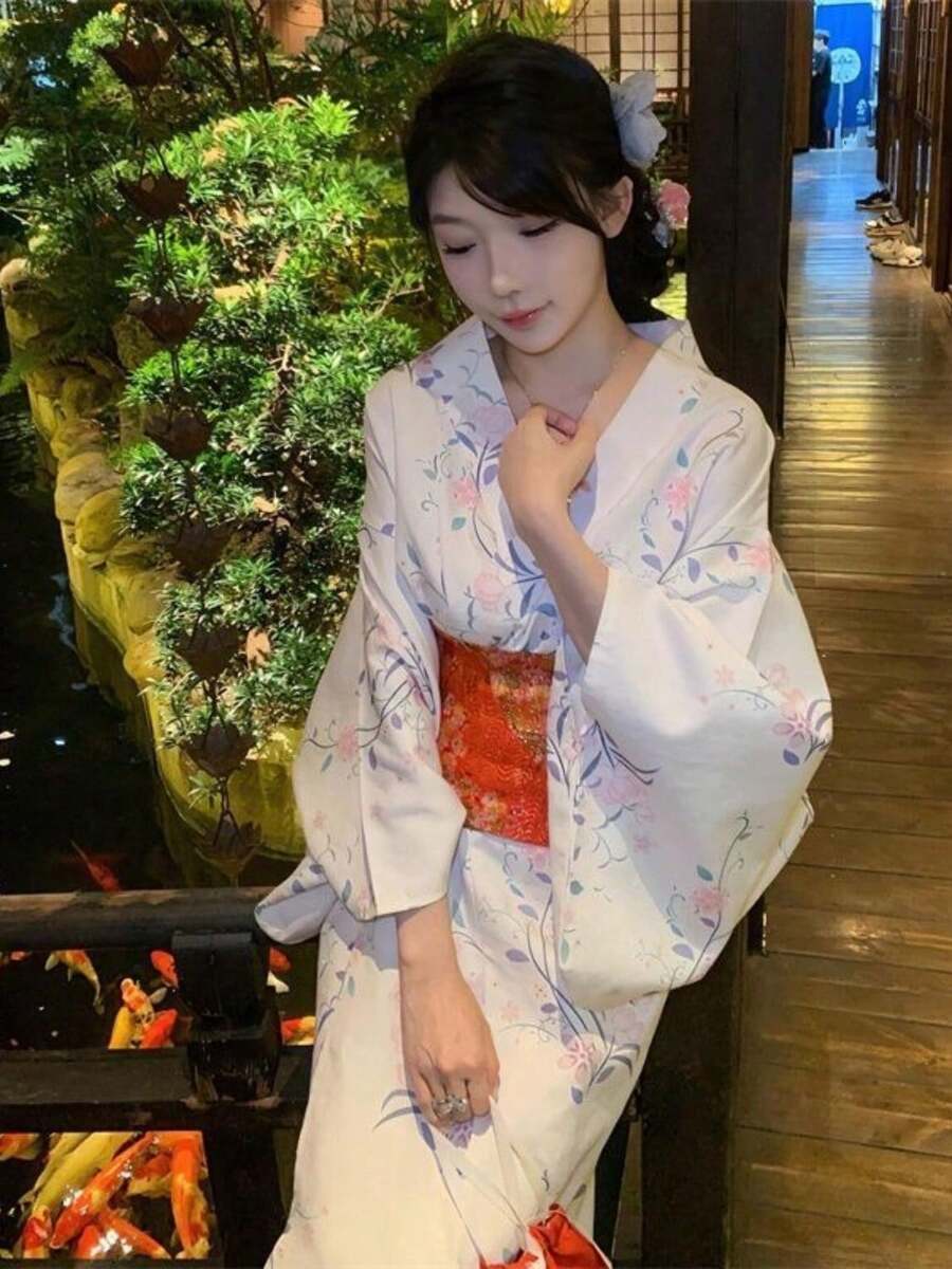 改良浴衣 ワンピース レディース 神楽風 巫女風 和風 和柄 清楚系 写真映え 撮影会 花火大会 夏祭り 和装コーデ レトロガーリー 着物風 イベント衣装 - 着物には,扇子,頭飾り,そしてシンプルな帯(腰帯)が含まれます. - チェックする 1