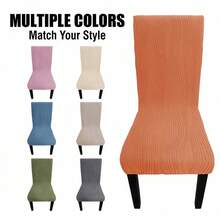 1PC Wavy Vertical Stripe Jacquard Chair Cover, Elastic Full Wrap Dining Chair Slipcover, All Season Use, Non-Slip Dust-Proof Easy To Remove And Wash, Pet-Friendly, Durable And Wear-Resistant, Suitable For Home Dining Room, Restaurant, Hotel, Conference - 1PC - View 3