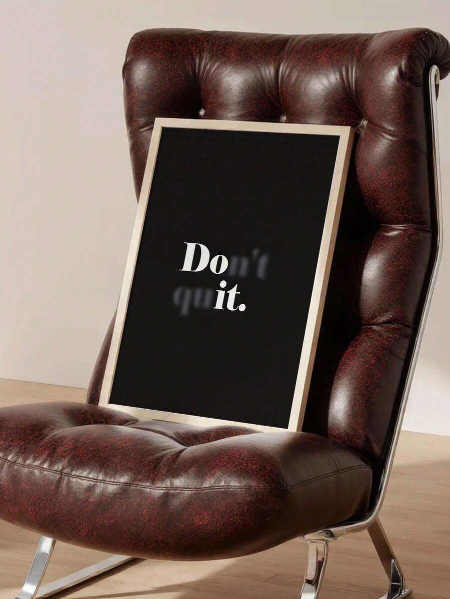 1pc Frameless Inspirational Quote Canvas Print / "Don't Give Up" Motivational Wall Decor / Bold Typography On High Contrast Black Background / Modern Home And Office Aesthetics / Inspirational Wall Art / Typography Art, Living Room Aesthetic Design - Multicolor - View 1