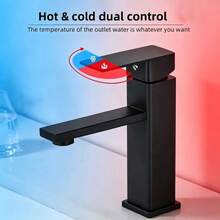 Grifo de cocina de ABS negro con agua fría y caliente, grifo multifuncional universal para fregadero de cocina, juego de grifo de doble entrada de agua fría y caliente de alta calidad con accesorios. - Negro - Ver 7