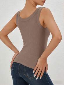 EssElegance, Sports Bra Tank Top Seamless Wire-Free Design For All Seasons, Yoga, Running, Fitness​ Tank Top With Built In Bra Fall Clothes For Women - 咖啡棕 - 查看 6