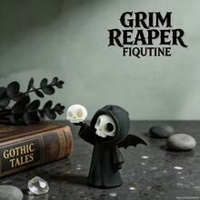 Collectible Ornament 2.83 Inch Creative Grim Reaper Skull Sculpture, Dark Fantasy Desktop Decor, PLA Craft Gothic Style Statue, Suitable For Home And Halloween Display, Thoughtful Gift For Gothic Collectors - A - View 8