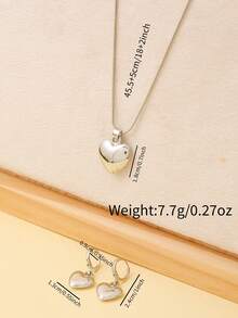 3pcs Minimalist Exquisite Heart Necklace Set, Gentle Style Accessories, Daily Wear For Girls And Valentine's Day Holiday Accessories, Commemorative Gift - Silver - View 2