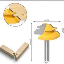 3pcs 45° Router Bits 3-Flute T-Shank 1/4" - A - View 9