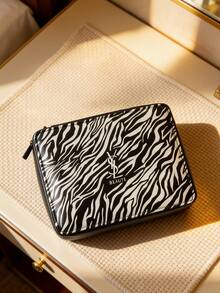 Yves Saint Laurent Zebra Print Storage Bag, Cosmetic Bag, Suitable For Daily Use, Luxurious Appearance, Versatile Use, Convenient To Carry, Zipper Design, Can Store Samples And General Merchandise, Suitable For Daily Use, Work, Travel, School And Other Occasions - Black - View 1