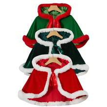 Ladies' Christmas Happy Velvet Cloak With Hat Fur Decoration Short Cloak, Perfect Christmas Gift For Her - Multicolor - View 4