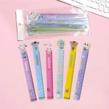 18pcs/12pcs/6pcs/4pcs/1pc Cute Cartoon Animal Ruler, 15cm Wavy Line Special Ruler, Elementary School Student Gift Prize Ruler, Highly Attractive Multi-Function Wavy Line 15cm Ruler, Student Stationery Small Gift Prize, Back To School Season/Back To School Season Essential, Halloween/Christmas Essential - Multicolor - View 5