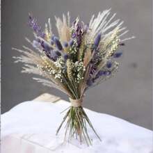 Brown Artificial Reed Grass Bouquet, Large Rabbit Tail Grass, 43.18cm Bohemian Style Fluffy Artificial Reed, Wedding Home Tabletop Party Decoration (Classic Style) - Purple - View 1